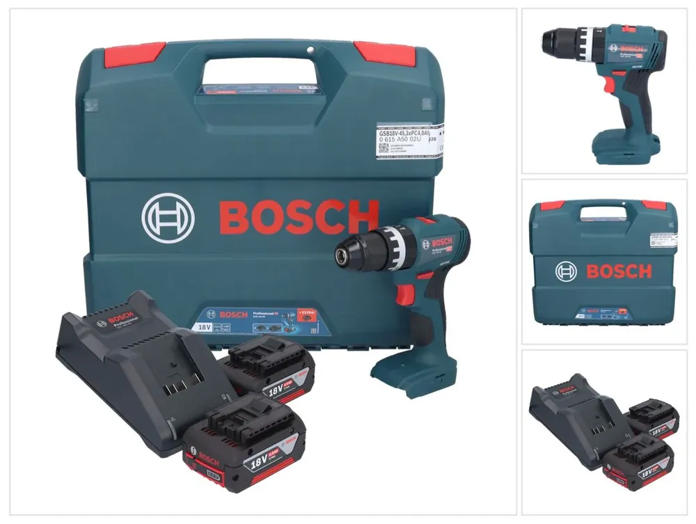 Bosch GSB 18V-45 Professional Akku Schlagbohrschrauber 18 V 45 Nm Brushless + 2x Akku 5,0 Ah + Ladegerät + L-Case Beliebt