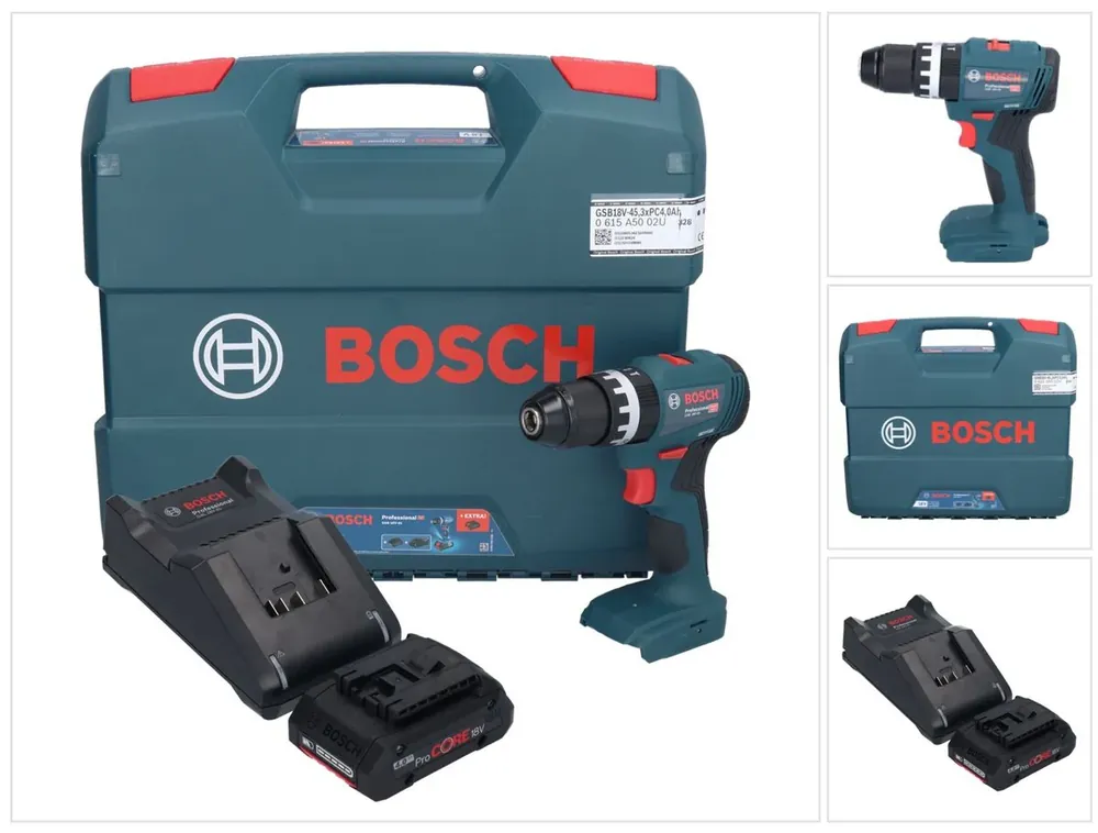 Bosch GSB 18V-45 Professional Akku Schlagbohrschrauber 18 V 45 Nm Brushless + 1x ProCORE Akku 4,0 Ah + Ladegerät + L-Case Sonderangebot