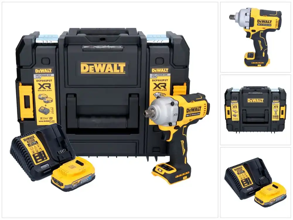 DeWalt DCF 892 E1T Akku Schlagschrauber 18 V 813 Nm 1/2" Brushless + 1x Akku 1,7 Ah + Ladegerät + TSTAK Geprüft