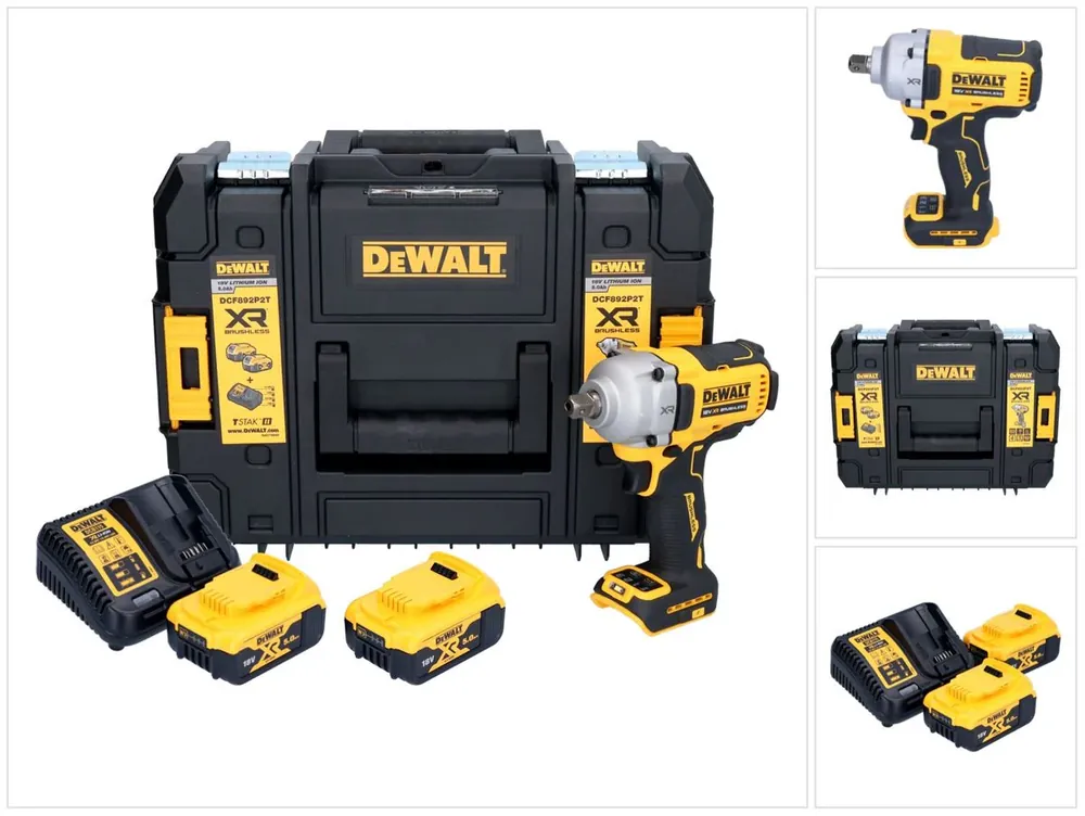 Sale DeWalt DCF 892 P2T Akku Schlagschrauber 18 V 813 Nm 1/2" Brushless + 2x Akku 5,0 Ah + Ladegerät + TSTAK