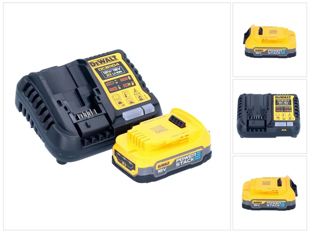 DeWalt DCB 1104 E1 Akku Starter Set 12 V / 18 V 1x Powerstack Akku 1,7 Ah + DCB 1104 Ladegerät Top-Seller