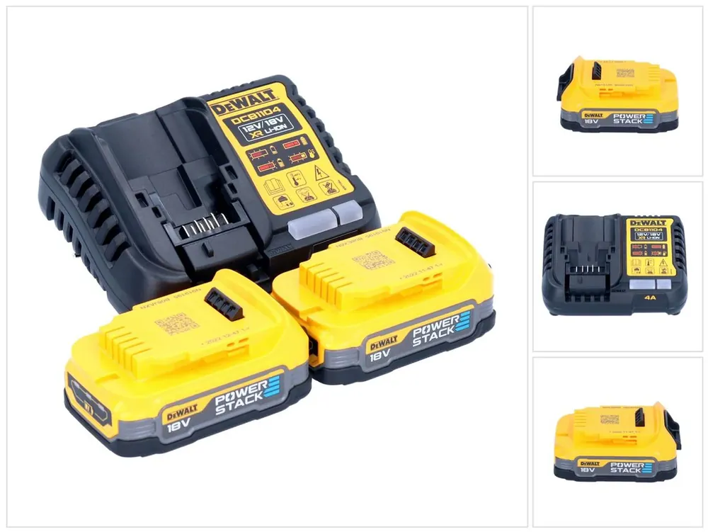 DeWalt DCB 1104 E2 Akku Starter Set 12 V / 18 V 2x Powerstack Akku 1,7 Ah + DCB 1104 Ladegerät Preiswert