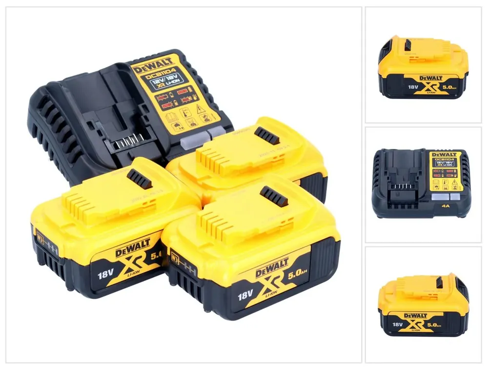 Geprüft DeWalt DCB 1104 P3 Akku Starter Set 12 V / 18 V 3x Akku 5,0 Ah + DCB 1104 Ladegerät
