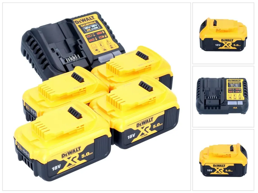 Rabatt DeWalt DCB 1104 P4 Akku Starter Set 12 V / 18 V 4x Akku 5,0 Ah + DCB 1104 Ladegerät