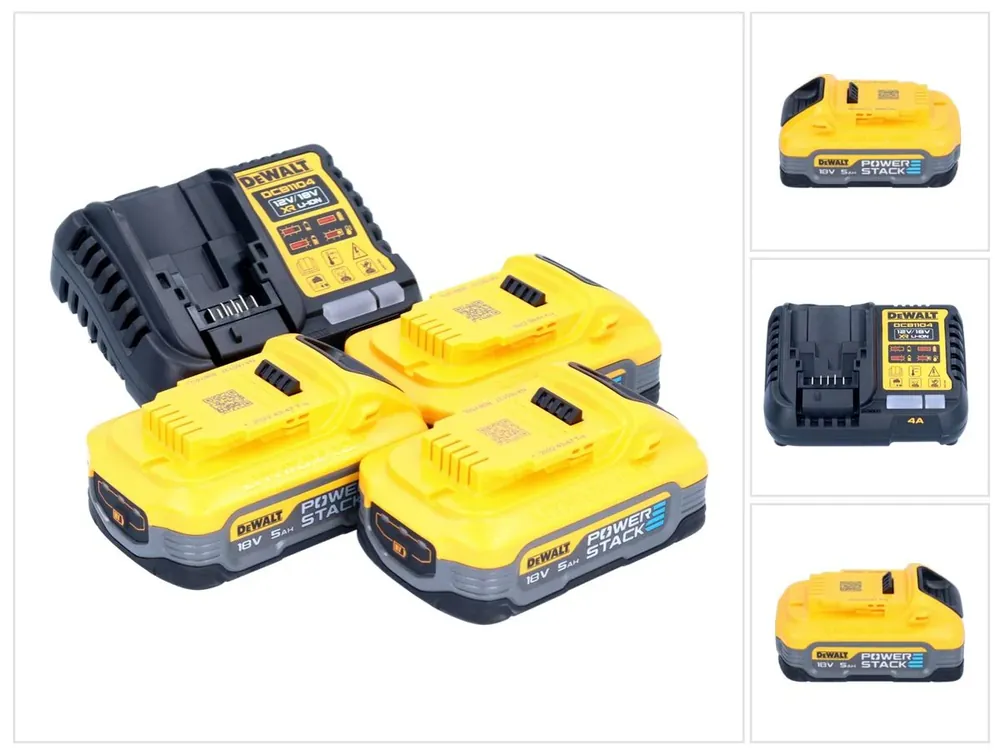 DeWalt DCB 1104 H3 Akku Starter Set 12 V / 18 V 3x Powerstack Akku 5,0 Ah + DCB 1104 Ladegerät Neue Ware
