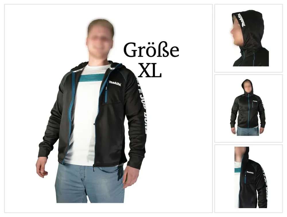 Preisknaller Makita Polar Tec Hoodie Jacke XL mit Kapuze Arbeit und Freizeit ( 98P214-XL ) 100 % Polyester