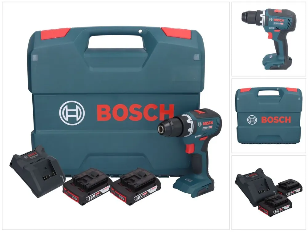 Bosch GSR 18V-55 Professional Akku Bohrschrauber 18 V 55 Nm Brushless + 2x Akku 2,0 Ah + Ladegerät + L-Case Finale Aktion