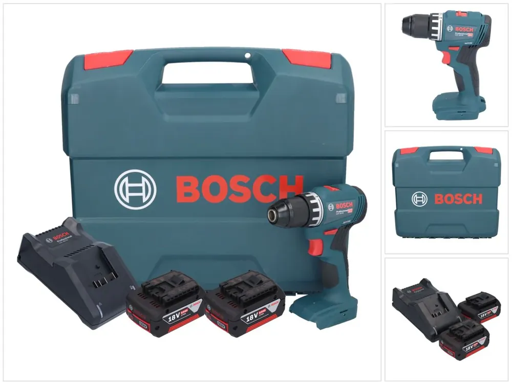 Bosch GSR 18V-45 Professional Akku Bohrschrauber 18 V 45 Nm Brushless + 2x Akku 5,0 Ah + Ladegerät + L-Case Top-Preis