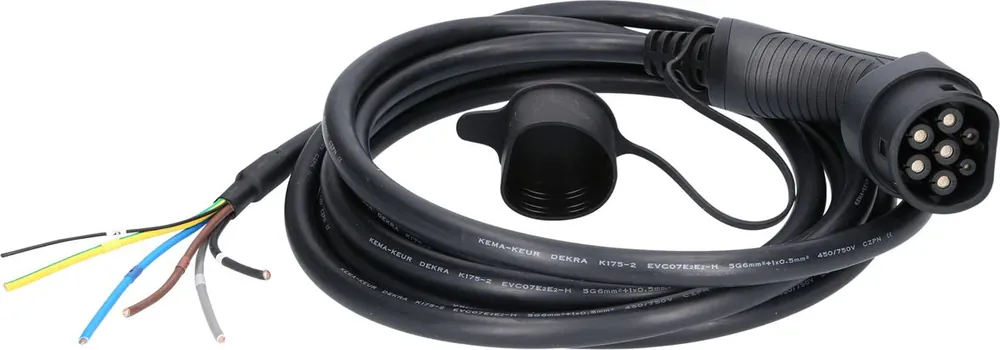 Sichere Zahlung KS TOOLS efuturo Ladekabel gerade, Ende offen auf Typ 2 Stecker zum Anschluss an eine Wallbox, 3 Phasen, bis zu 22 kW, 32 A, 400 V, Mode 3, 5 Meter ( 117.7245 )