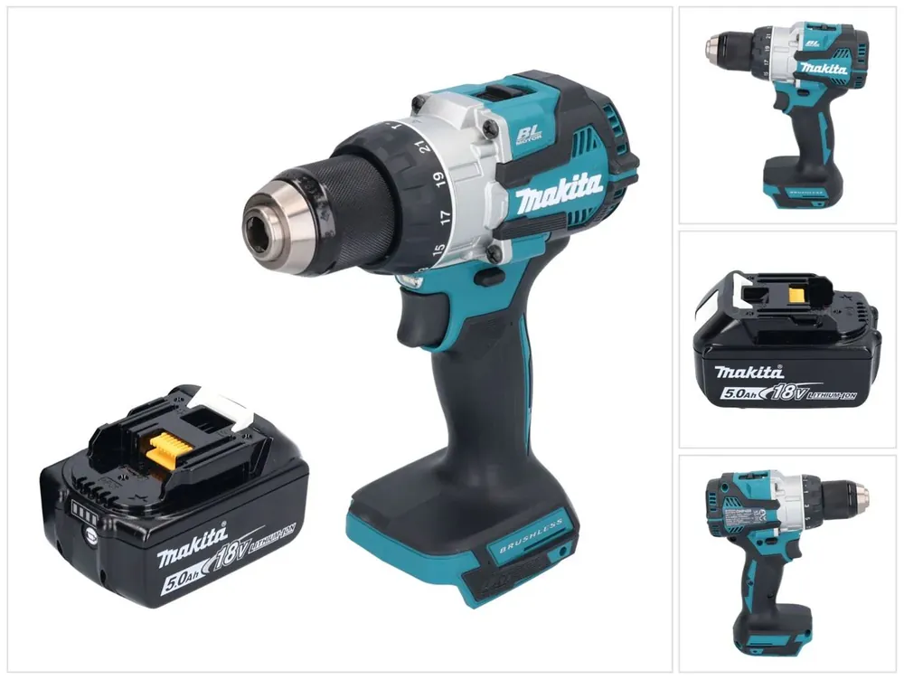 Makita DHP 489 T1 Akku Schlagbohrschrauber 18 V 73 Nm Brushless + 1x Akku 5,0 Ah - ohne Ladegerät Heißes Angebot