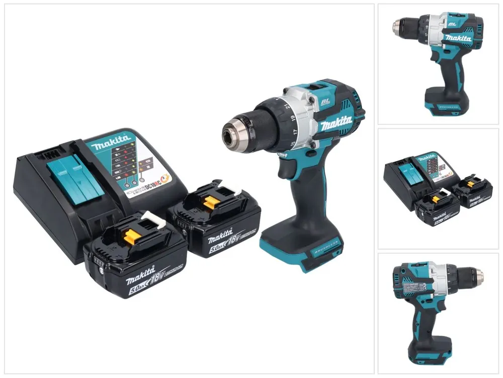 Makita DHP 489 RT Akku Schlagbohrschrauber 18 V 73 Nm Brushless + 2x Akku 5,0 Ah + Ladegerät Direktkauf