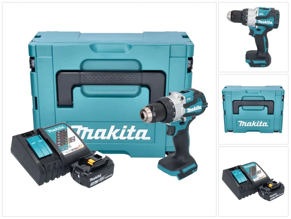 Makita DHP 489 RF1J Akku Schlagbohrschrauber 18 V 73 Nm Brushless + 1x Akku 3,0 Ah + Ladegerät + Makpac Günstig