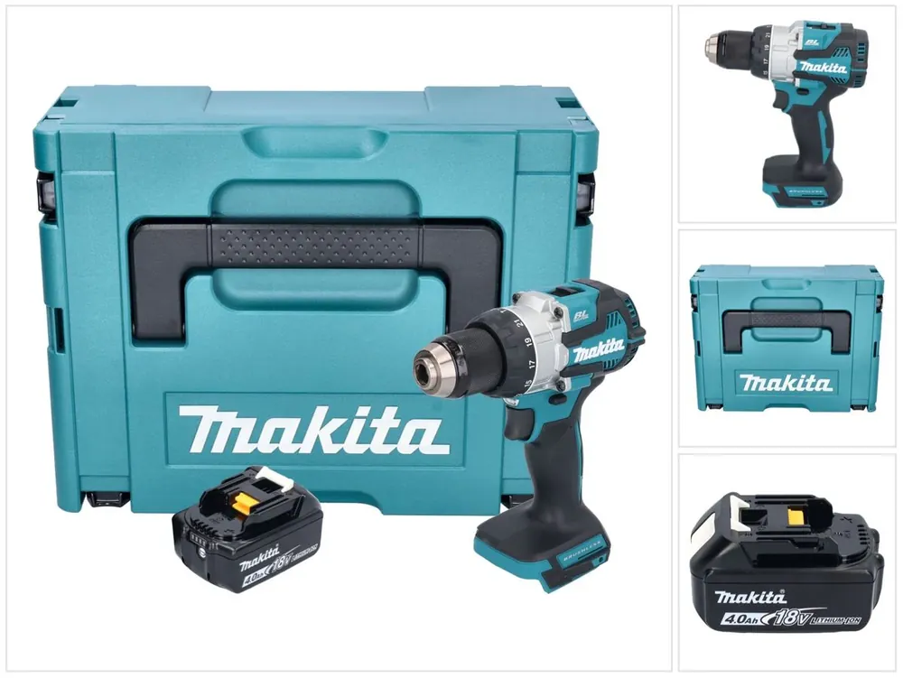 Makita DHP 489 M1J Akku Schlagbohrschrauber 18 V 73 Nm Brushless + 1x Akku 4,0 Ah + Makpac - ohne Ladegerät Preisknaller