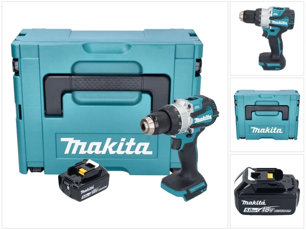 Makita DHP 489 T1J Akku Schlagbohrschrauber 18 V 73 Nm Brushless + 1x Akku 5,0 Ah + Makpac - ohne Ladegerät Echt