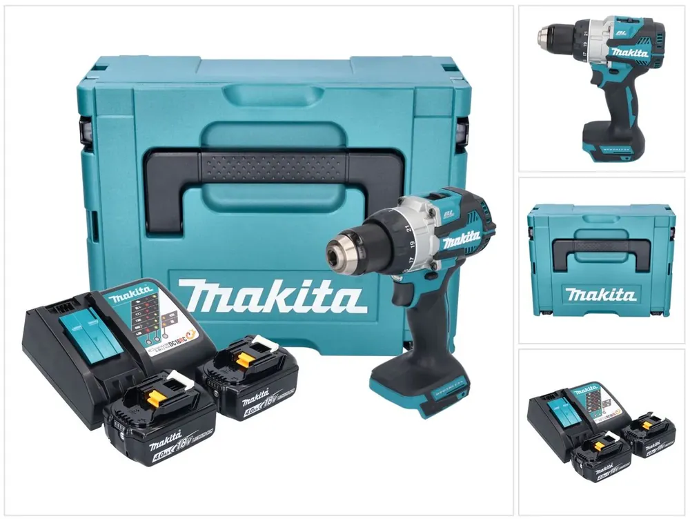 Versand Am Gleichen Tag Makita DDF 489 RMJ Akku Bohrschrauber 18 V 73 Nm Brushless + 2x Akku 4,0 Ah + Ladegerät + Makpac