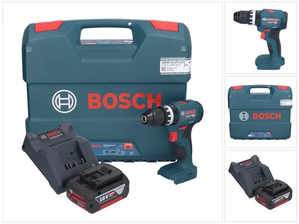 Neue Ware Bosch GSB 18V-45 Professional Akku Schlagbohrschrauber 18 V 45 Nm Brushless + 1x Akku 4,0 Ah + Ladegerät + L-Case