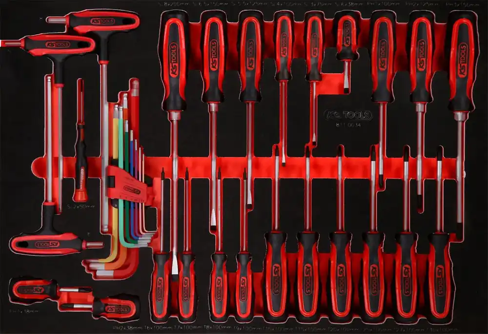 KS TOOLS Schraubendreher-Satz in Schaumstoffeinlage, 34-tlg ( 811.0034 ) Billig