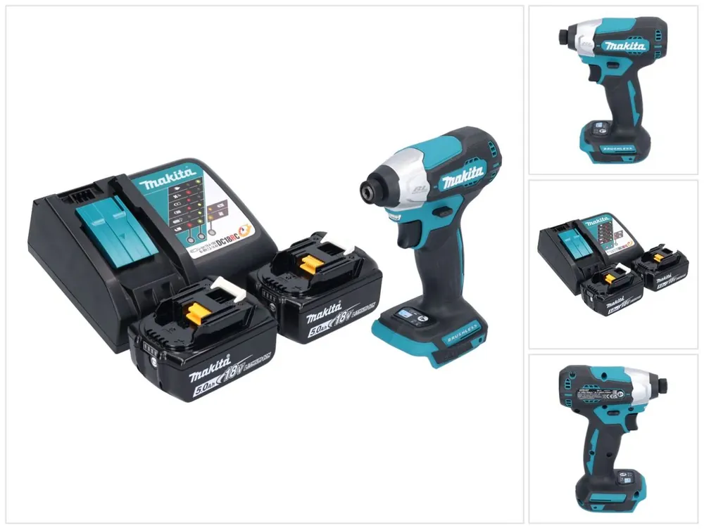 Makita DTD 157 RT Akku Schlagschrauber 18 V 140 Nm 1/4" Brushless + 2x Akku 5,0 Ah + Ladegerät Finale Aktion