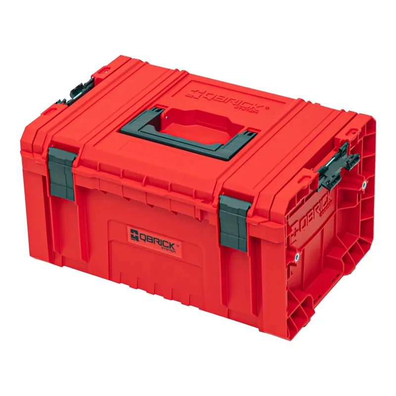 Abverkauf Qbrick System PRO Toolbox 2.0 RED ULTRA HD Custom Werkzeugkoffer 450 x 260 x 240 mm 19 l stapelbar IP54 mit 3 Fächern und Ablage