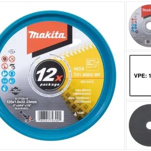 Heißes Angebot Makita E-17120-12 Trennscheiben INOX 125 x 1,0 x 22,23 mm A60V-BF 12 Stück in Dose