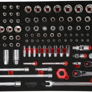 Ausverkauf KS TOOLS 1/4'' + 3/8'' + 1/2'' Steckschlüssel-Satz in Schaumstoffeinlage, 156-tlg ( 813.0156 )