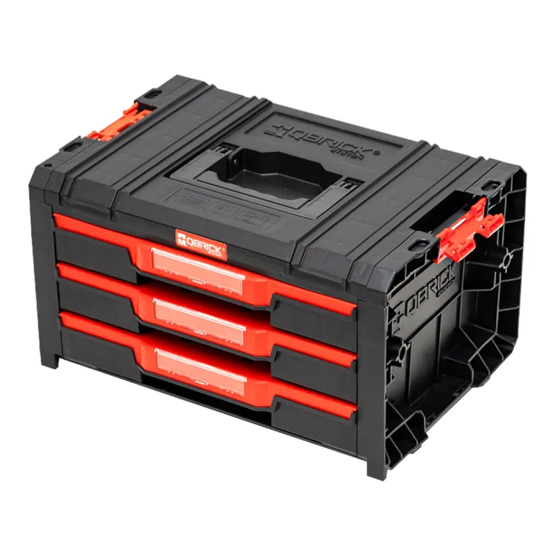Aktuell Qbrick System PRO Drawer 3 Toolbox 2.0 Basic stapelbar 450 x 310 x 244 mm 3x 4,5 l IP54 mit drei Schubläden 9 Inlays