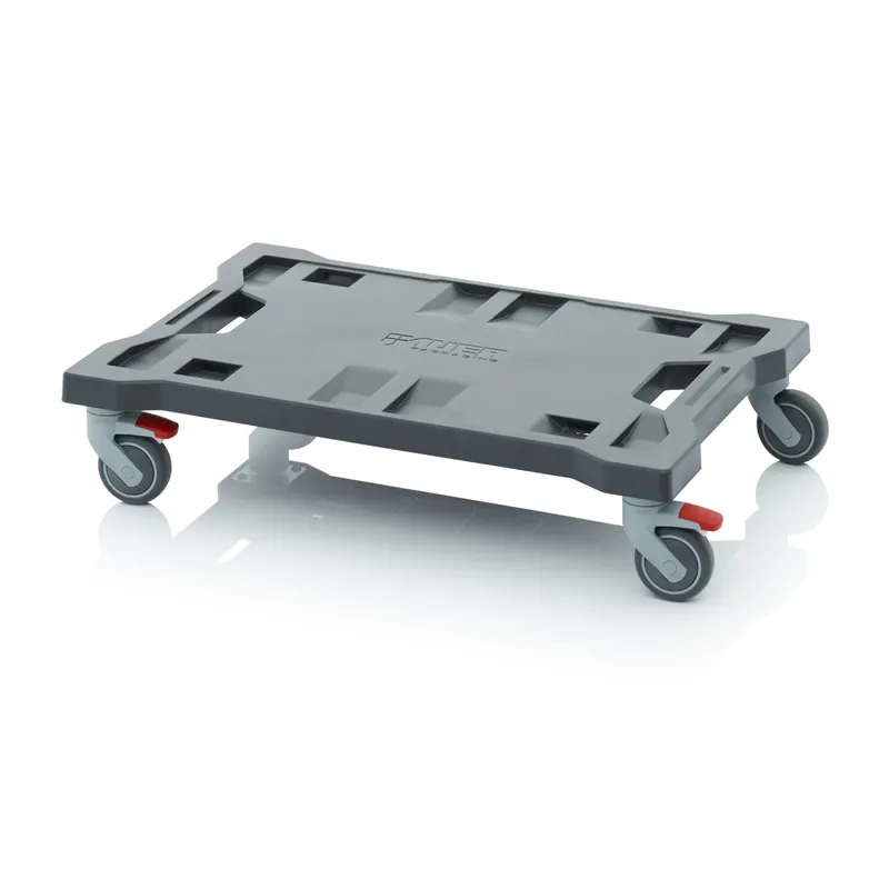 Wochenendangebot AUER Transportroller Rollbrett Toolbox 600 x 400 mm 250 kg Traglast grau ( TB TR 64 FE ) 4x Lenk-Räder 2x Feststeller