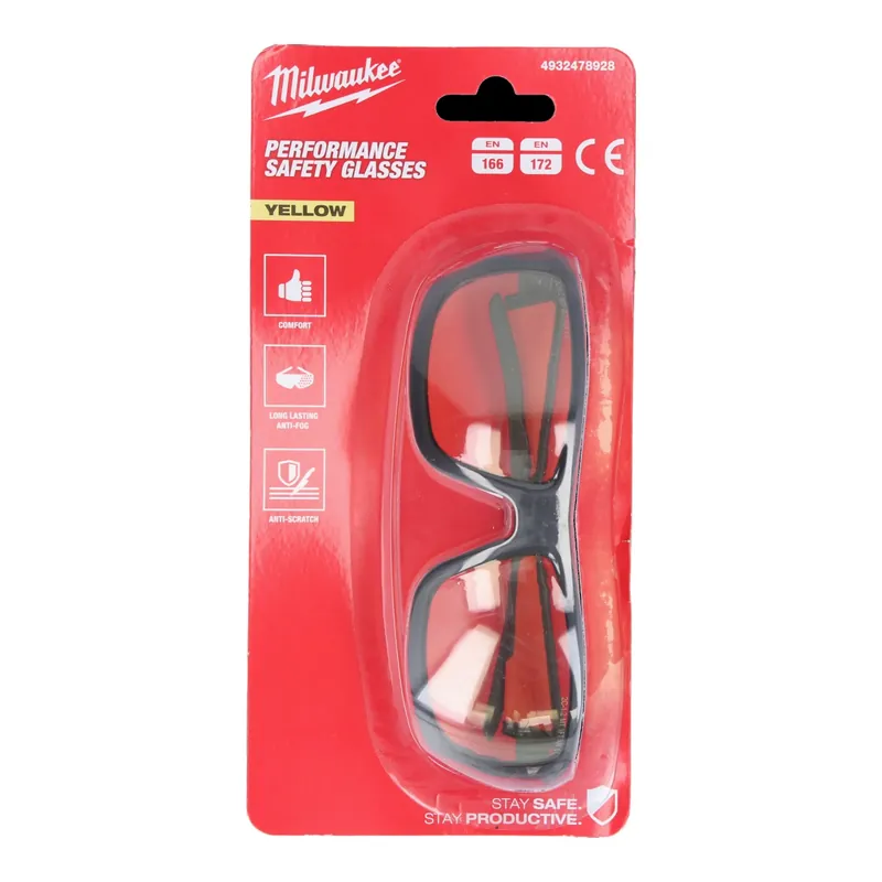 Meistverkauft Milwaukee Performance Safety Glasses Yellow Schutzbrille ( 4932478928 ) gelb getönte Ausführung