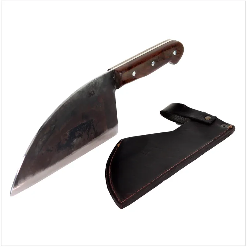 Online Kaufen Serra Grande "Cutelo Carbono" traditionelles brasilianisches Küchenmesser Kochmesser handgeschmiedet 20,3 cm Klinge + echt Leder Messerscheide