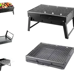 Jetzt Bestellen Toolbrothers Outdoor tragbarer Holzkohle Grill für Camping werkzeuglose Montage 43 x 29 x 23 cm Schwarz Chrom beschichtet Smoker BBQ Pit Grill