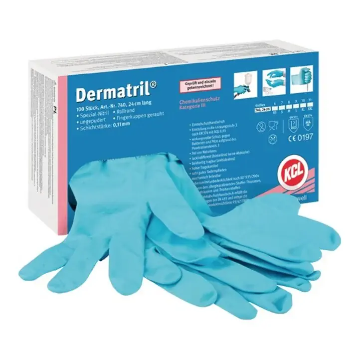 HONEYWELL Einweghandschuhe Dermatril 740 Größe 8 blau ( 4000371729 ) Abverkauf
