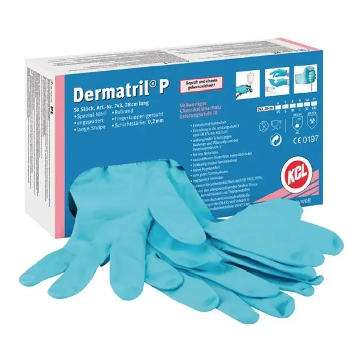 Geprüft HONEYWELL Einweghandschuhe Dermatril P 743 Größe 7 blau ( 4000371738 )