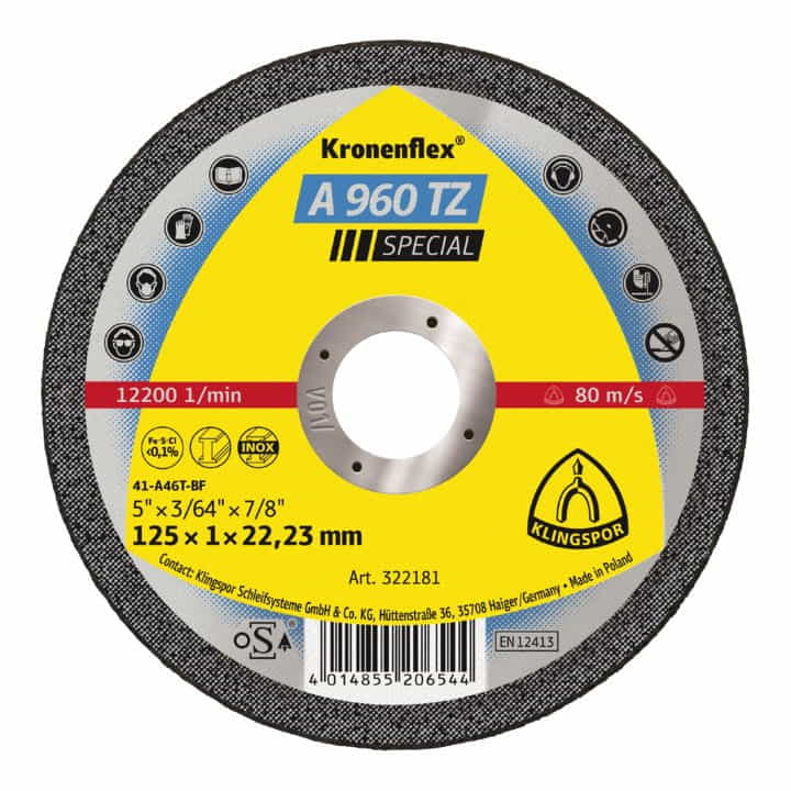 Solange Der Vorrat Reicht KLINGSPOR Trennscheibe A 960 TZ Special D125x1mm gerade ( 4000843410 )