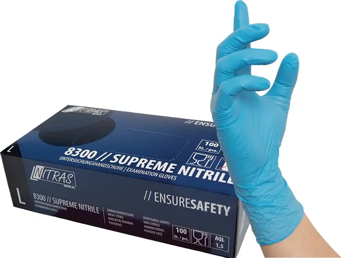 NITRAS Einweghandschuhe SUPREME NITRILE Größe M blau ( 8000236475 ) Direktkauf