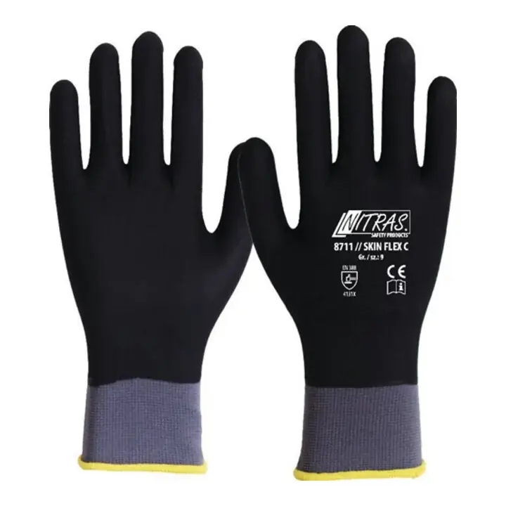 NITRAS Handschuhe SKIN FLEX C Größe 9 grau/schwarz ( 8000636600 ) Günstig