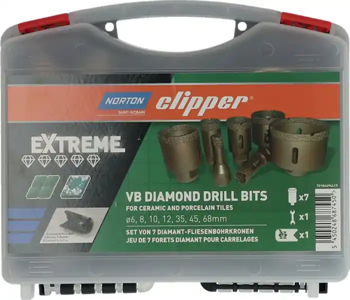 Sonderangebot NORTON CLIPPER Fliesenbohrkoffer Extreme VB 6/8/10/12/35/45/68 mm ( 4000818795 )