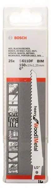 BOSCH Säbelsägeblatt S 611 DF Länge 150 mm Breite 19 mm ( 8000343748 ) Jetzt Kaufen
