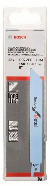 Geprüft BOSCH Säbelsägeblatt S 922 EF Länge 150 mm Breite 19 mm ( 8000343781 )