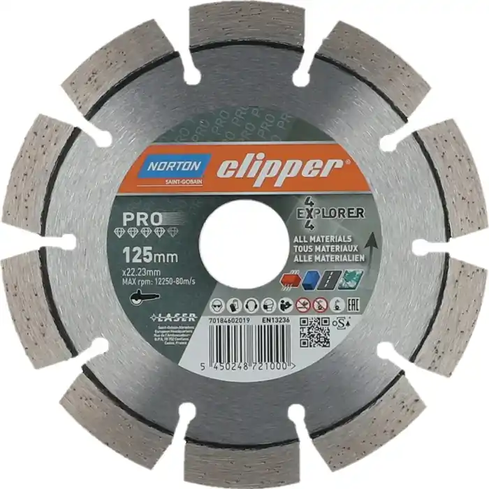 Begrenztes Angebot NORTON CLIPPER Diamanttrennscheibe 4 x 4 Explorer Ø 125 mm Bohrung 22,23 mm ( 4000818800 )