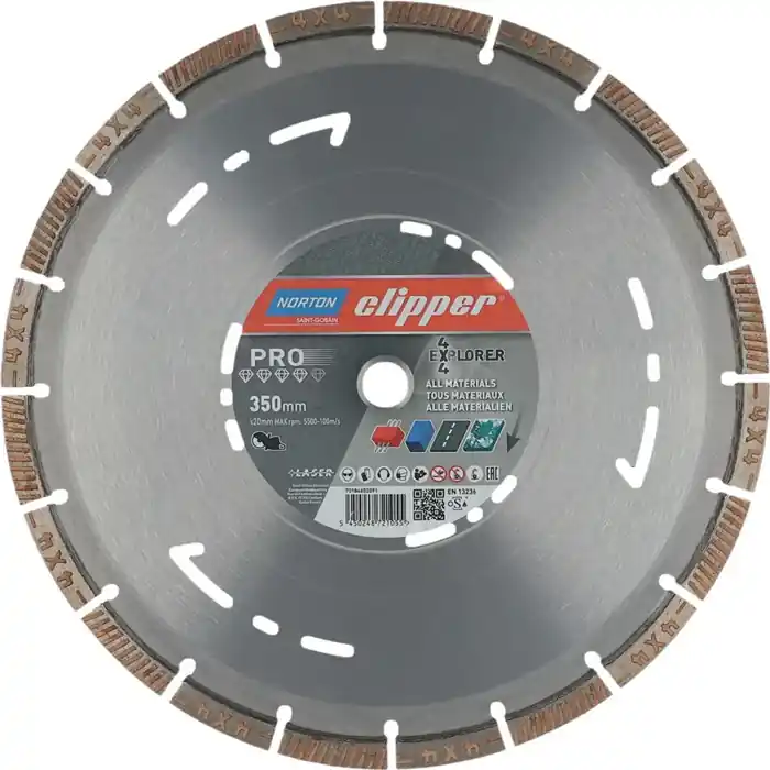 Expressversand NORTON CLIPPER Diamanttrennscheibe 4 x 4 Explorer Ø 350 mm Bohrung 20 mm ( 4000818803 )