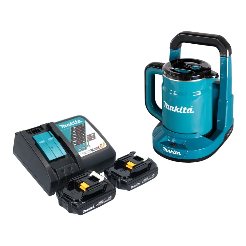 Makita DKT 360 RY2 Akku Wasserkocher 36 V ( 2x 18 V ) 0,8 L + 2x Akku 1,5 Ah + Ladegerät Neuheit