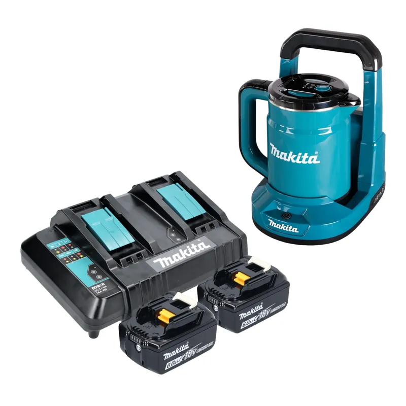 Top-Preis Makita DKT 360 CG2 Akku Wasserkocher 36 V ( 2x 18 V ) 0,8 L + 2x Akku 6,0 Ah + Doppelladegerät