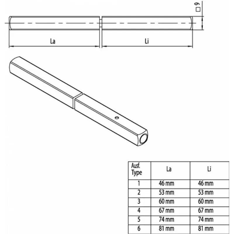 OGRO Panik-Stift 120 FS SECURE Vierkant 9 mm ( 3000267141 ) Preisreduziert