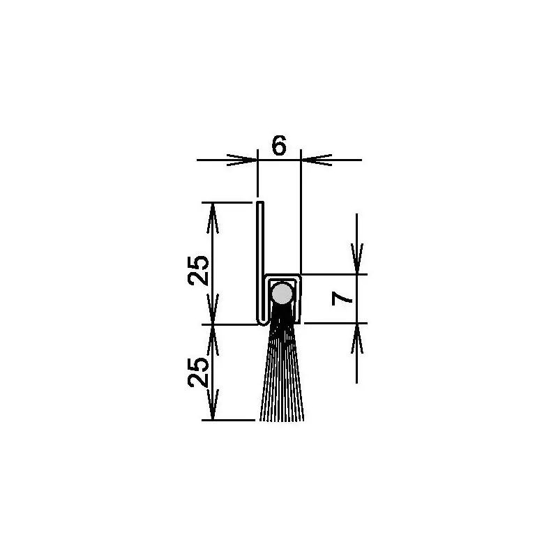 ATHMER Bürstentürdichtung Ferrobros FA 25-6 Länge 1250 mm Breite 6 mm ( 3327023017 ) Letzte Chance