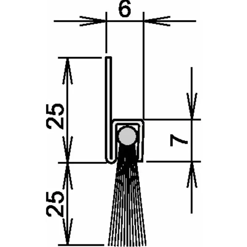 Zertifiziert ATHMER Bürstentürdichtung Ferrobros FA 25-6 Länge 1000 mm Breite 6 mm ( 3327123010 )