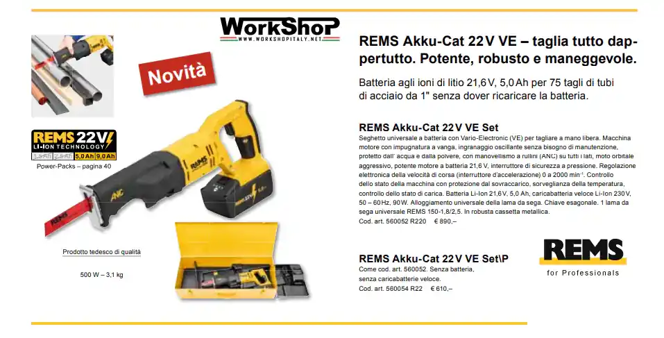 Seghetto Rems REMS Akku-Cat 22 V VE 5Ah Meistverkauft