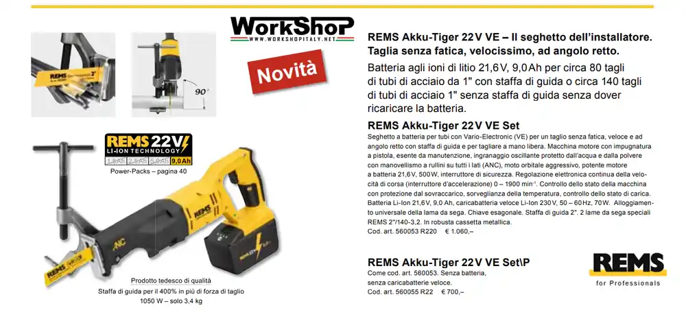 Seghetto Rems REMS Akku-Tiger 22 V VE 9Ah Neu