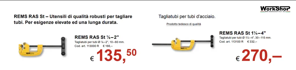 Tagliatubi Rems per taglio tubi d'acciaio Rems RAS St Direktkauf