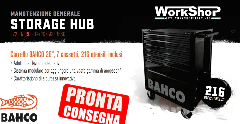 Solange Der Vorrat Reicht Carrello portautensili Bahco 7 cassetti Nero Black Edition completo di 216 utensili STORAGE HUB