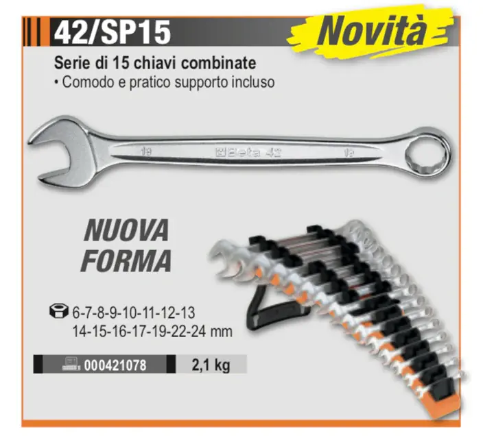 Chiavi combinate Beta 42/SP15 serie 15pz NUOVA FORMA Preis Gesenkt